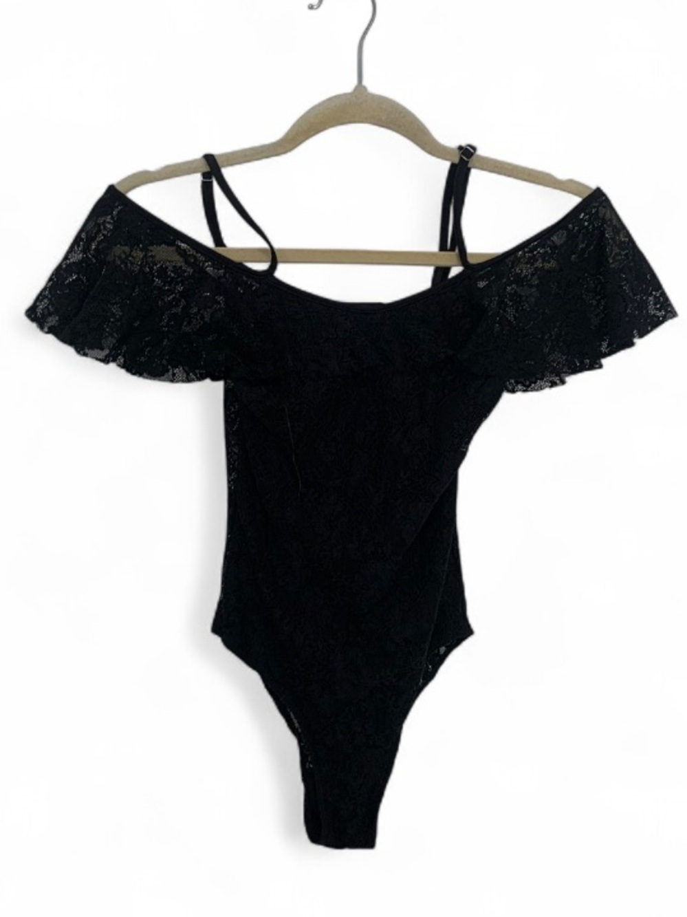 Blue Life Black Lace Off-Shoulder One Piece Swimsuit